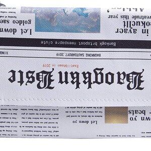 Women Novelty Newspaper Evening Handbag Clutch Crossbody Bag Envelope Purse Chai